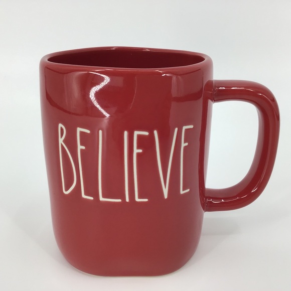 Rae Dunn Other - Rae Dunn 'BELIEVE' Mug, Glossy Red